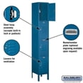 thumbnail image 4 of 12" Wide Four Tier Standard Metal Locker - 1 Wide - 6 Feet High - 12 Inches Deep - Blue - Assembled, 4 of 4