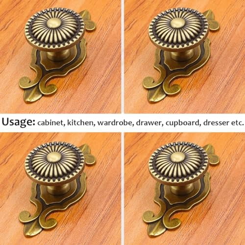 Brass Cabinet Knobs, Vintage Retro Mushroom Drawer Knobs with Backplate, Dresser Pull Handles for Kitchen/Cupboard/Wardrobe/Cabinet (Gold, 12 Pieces)