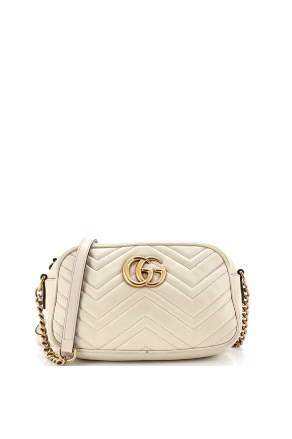 Pre-Owned GG Marmont Shoulder Bag Chevron Iridescent Leather Small By Rebag