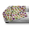 thumbnail image 3 of Funny Soft Flannel Fleece Blanket, Image of Colorful Humanized Smiling Fruit Characters in Continuous Pattern, Cozy Plush for Indoor and Outdoor Use, 70" x 90", White and Multicolor, by Ambesonne, 3 of 6