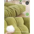 thumbnail image 3 of Cojines de asiento de piso cuadrados de 22 x 22, cojín de meditación de yoga suave y grueso, puf de pana con mechones, cojín de lectura de tatami, verde, 3 of 5