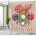 thumbnail image 5 of Ambesonne Colorful Shower Curtain, Retro Pop Art Baseball, 69"Wx70"L, Multicolor, 5 of 5