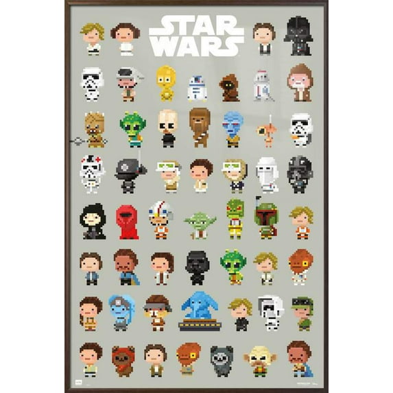 Star Wars - Framed Movie Poster / Print (8-Bit Character Montage) (Size: 24" x 36")