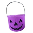 thumbnail image 4 of Cubo de dulces de Halloween, cubo de dulces reutilizable, recuerdos de fiesta para niños, de calabaza portátil para fiestas, decoración de Halloween Púrpura, 4 of 8