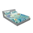 thumbnail image 2 of Ambesonne Cartoon Fitted Sheet & Pillow Sham Set, Dolphin Ocean, Full, Multicolor, 2 of 2