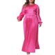 thumbnail image 4 of Vestidos maxi de mujer de tallas grandes Agnes Orinda, vestidos maxi de manga larga con linterna, fluido, con pliegues, 2X, rosa intenso, 4 of 6