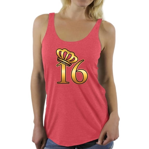 Awkward Styles My Super Sweet Sixteen Racerback Tank Top for Ladies Cute 16th Birthday Party Tank My Super Sweet Sixteen Cute Birthday Party Tank Top