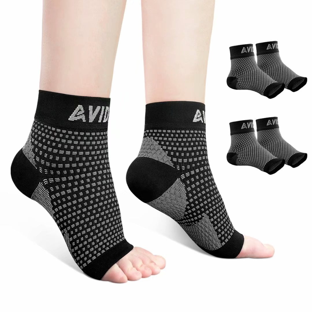 CAMBIVO 2 Pairs Ankle Brace Compression Sleeves Support for Women and Men Heel Spurs Achilles Tendonitis Swelling Plantar Fasciitis Foot Socks with Arch Support for Injury Recovery 