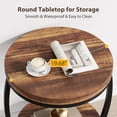 thumbnail image 2 of Condemo Round End Table with Storage Shelf, 2-Tier Industrial Side Table for Living Room or Bedroom, Brown & Black, 2 of 7