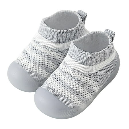 Yindaity Baby Sock Shoes Baby Boys Girls Shoes Non-Slip Rubber Sole High-Top PU Leather Sneakers First Walking Shoes Toddler Crib Shoes Loafers Flats (Grey 12-18Months)