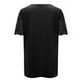 thumbnail image 6 of OSOLU Solid Color Women V-Neck Lace Trim T-Shirt Short Sleeve Tshirts Tee Blouse Casual Tops For Summer Fall Fashion Fashionable Dailywear, 6 of 8