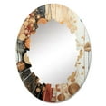 thumbnail image 2 of Designart "Rustic Reflections Gold Grey art painting II" Abstract Collages Round Wall Mirror - Modern Oval Printed Decorative Oversized Mirror - Multiple Color Options, 2 of 4