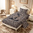 thumbnail image 2 of meiyoeat Leopard Print Bow Letter L Twin Sheet Sets, Women Teens, Brown Animal Print Bedding, 3-Piece, 1 Flat Sheet, 1 Fitted Sheet and 1 Pillowcase, 2 of 6