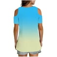 thumbnail image 5 of Fesfesfes Women's Open-Shoulder Tops Summer Casual Short Sleeves V-Neck Blouses Comfortable Loose Party Clothes Fashionable Outdoor T-shirt(Yellow,L), 5 of 6
