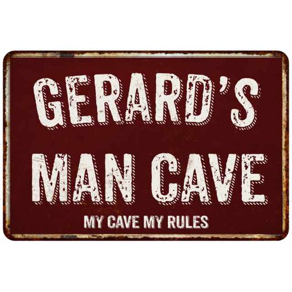 GERARD'S Man Cave Red Grunge Sign 8 x 12 High Gloss Metal Sign 208120003284