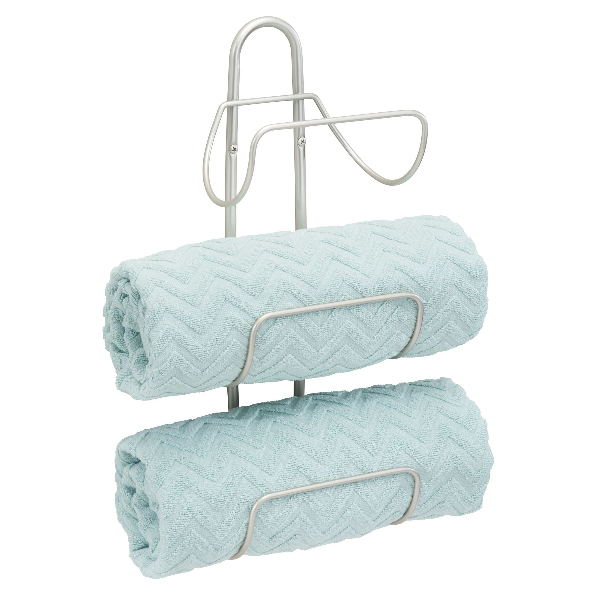 mDesign Wall Mounted Towel Storage Rack Metal Towel Hanging Rail Towel Hanger for the Bathroom White