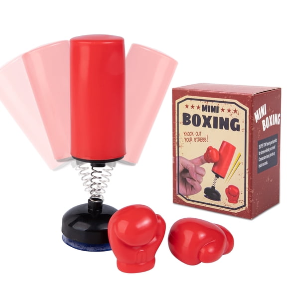 MyMealivos Desktop Mini Boxing Bag Set, 3-Piece Set with Punching Bag and 2 Gloves, Desktop Boxing Christmas Desk Decoration White Elephant Gift for Adults to Relieve Stress