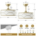 thumbnail image 2 of 18" Gold Fandelier Ceiling Fan with Light, Fabric Boho Chandelier Ceiling Fans with Remote Control, Mid-Century Modern Caged with 6 Speeds for Bedroom, Nursery, 2 of 9