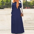 thumbnail image 3 of ZANZEA Women Round Neck Long Sleeve Full Length Abaya Dress Denim Dress, 3 of 11