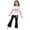 White, variant on ITSAME Girls Outfits 2-Piece, Crewneck T-Shirts and Flared Pants Bow Print Casual Clothes Set Purple Size 6