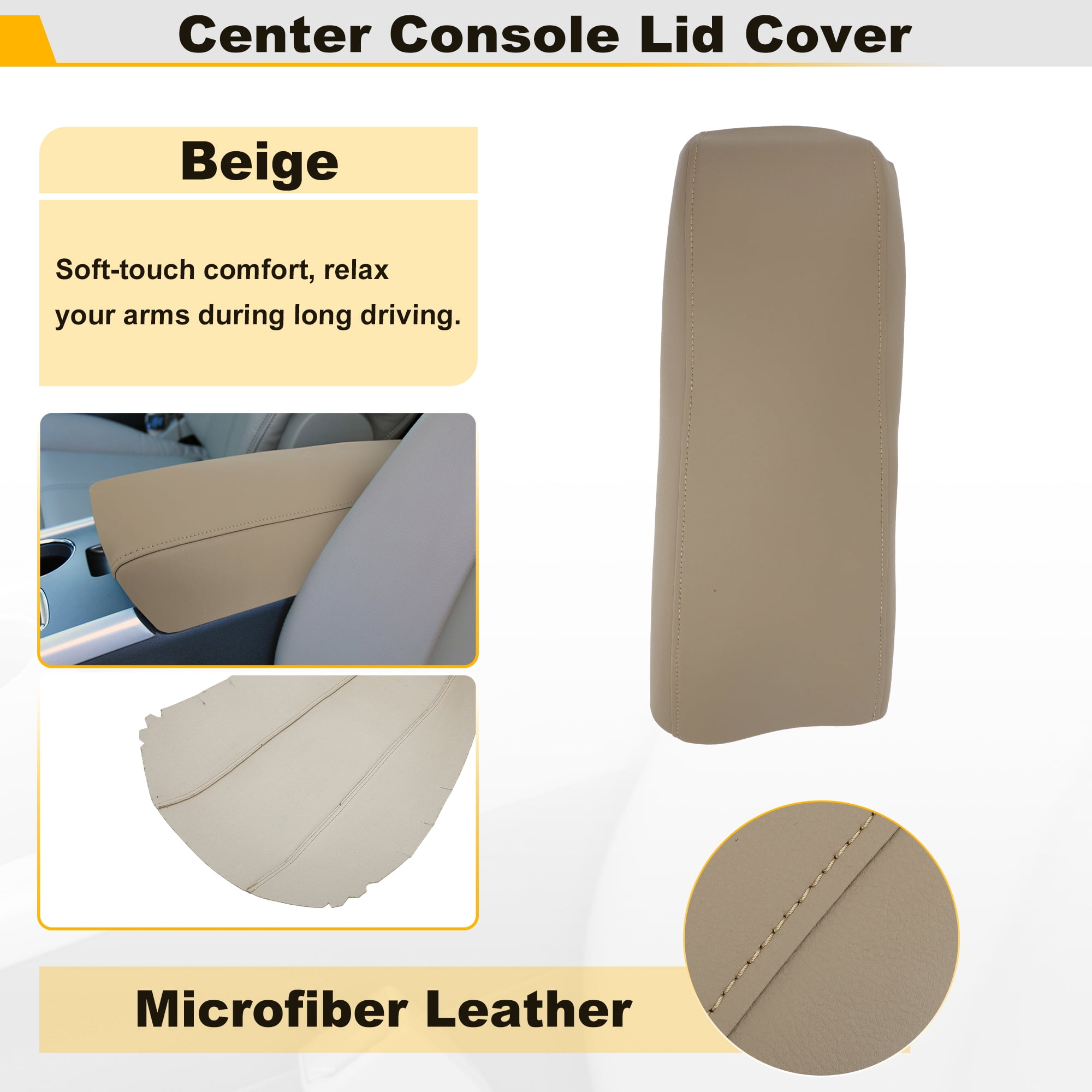 Unique Bargains 1pc Console Armrest Cover Beige for Ford Edge 2011-2014