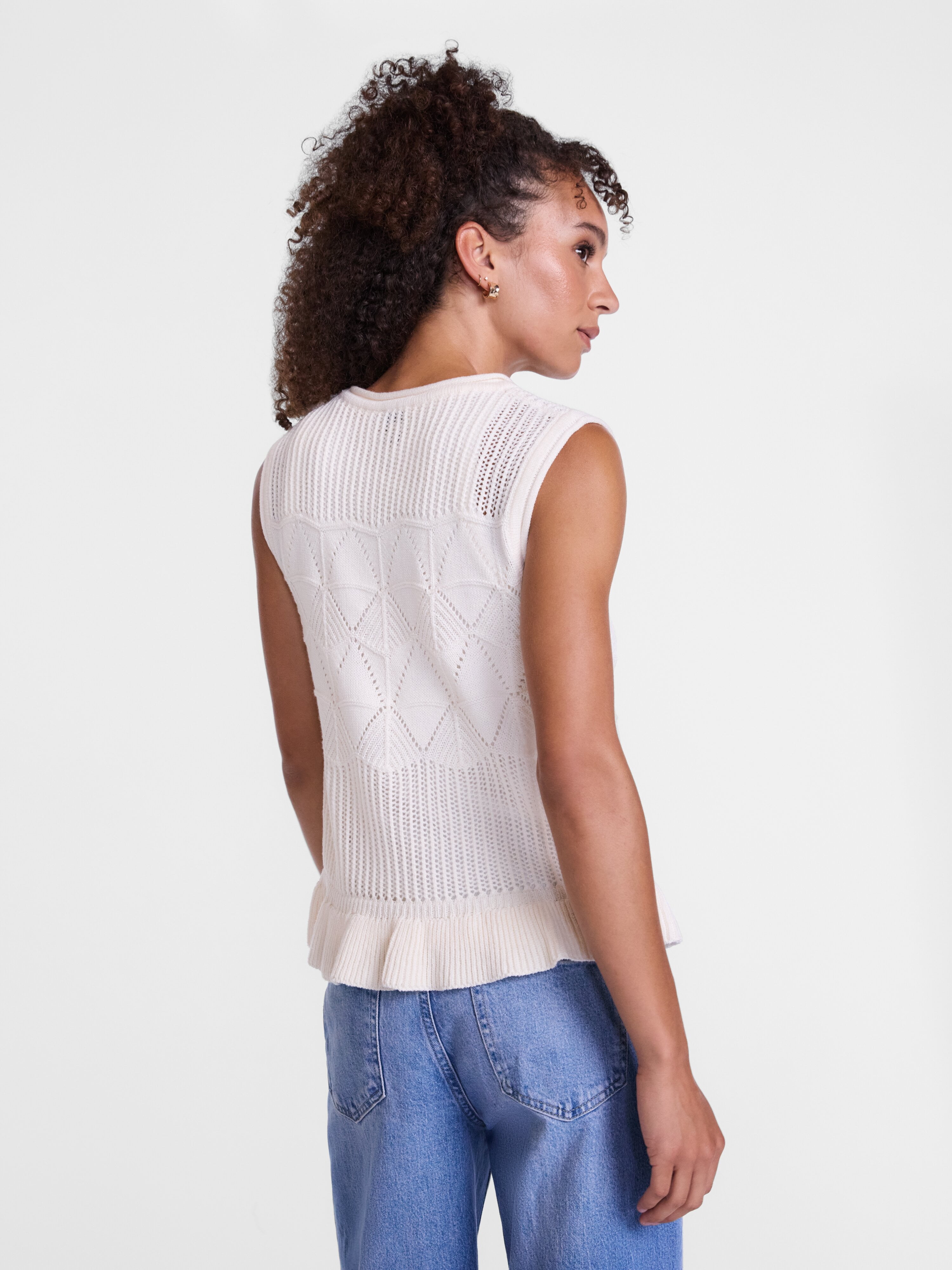 Scenario Women's Texture Peplum Tank Sweater, Lightweight, Sizes XS-XXXL