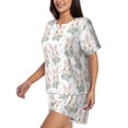 thumbnail image 2 of Wukai Rabbit And Flower Women's Pajama Set,Short-Sleeve Top and Shorts with Elastic Waistband and Pockets for Loungewear, Yoga, and Casual Wear-4X-Large, 2 of 8