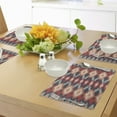 thumbnail image 4 of Ambesonne Ikat Place Mats Set of 4, Oriental Weaving Style, Standard Size, Red Orange Teal, 4 of 6