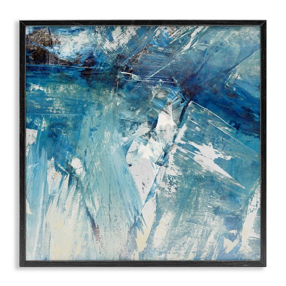 Stupell Industries Modern Abstract Blue Paint Chaos Bold Rigid Movement Black Framed Giclee Art, 12 x 12, by Sarah Stockstill
