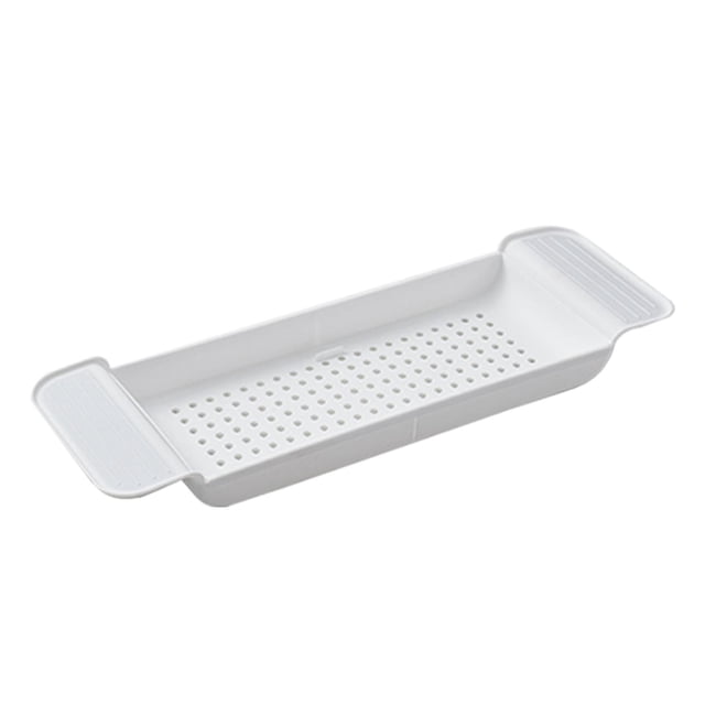 Multipurpose Bathtub Tray Adjustable Length Bathtub Organizer Tray Storage White