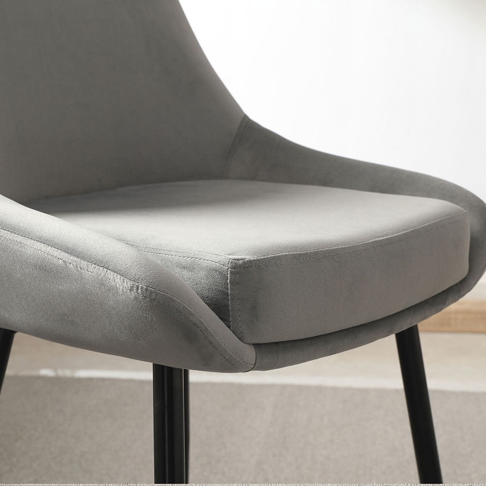 Kepooman Dining Chairs, Mid Century Modern Kitchen Velvet Upholstered Accent Leisure Chairs, Set of 2, Grey Kepooman Dining Chairs, Mid Century Modern Kitchen Velvet Upholstered Accent Leisure Chairs, Set of 2, Grey