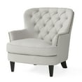 thumbnail image 5 of GDF Studio Ishtar Contemporary Fabric Tufted Club Chair and Ottoman Set, Natural and Dark Brown, 5 of 9