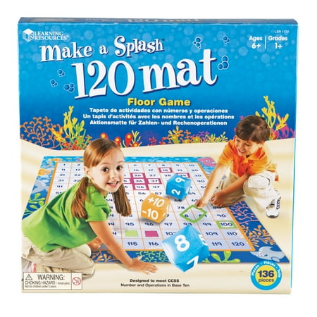 UPC: 0765023017724 | Learning Resources Make a Splash 120 Mat Floor Game – 136 Pieces Ages 6+ Math Games for Kids