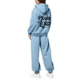 thumbnail image 4 of UJNDER Women's Casual Tracksuit Set Letter Print Drawstring Hoodie Jogger Pants Long Sleeve Zip Up Outfit with Pockets Pant Suits for Women Sky Blue XXL, 4 of 4