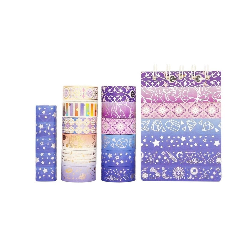 Gold Washi Tape Set VSCO Silver Decorative Tape for DIY Crafts, Bullet Journals, Planners, Scrapbooking, Wrapping 15mm Wide (Starry Night 12 Roll)