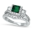 thumbnail image 5 of LaRaso & Co His Hers Wedding Set Emerald Green CZ Engagement Ring Bridal for Women 5 Men 12, 5 of 6