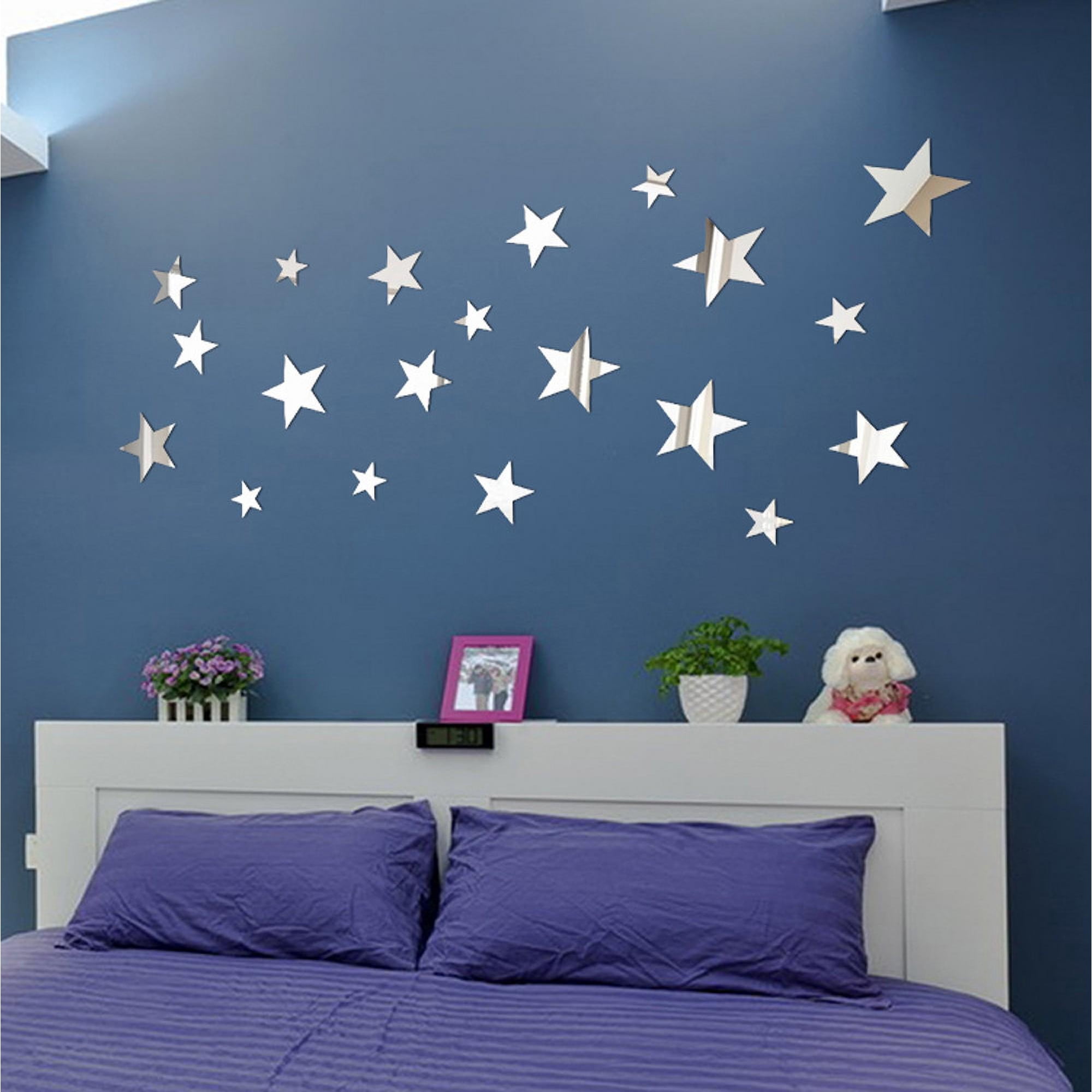 Vikakiooze Home Decor , 20 X Star Art Mirror Wall Sticker Acrylic Surface Decal Home Room Decor