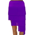 thumbnail image 1 of Tassel Adult Cha-Cha Foxtrot Jive Lindy Hop Dance Dancing Skirts Women with Asymmetric Hemline Purple, 1 of 1