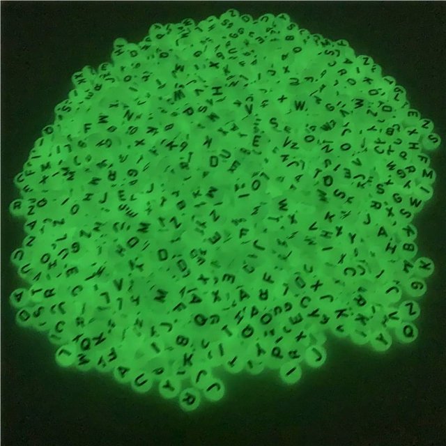 100pcs/Lot 7mm Luminous Letter Beads Alphabet Acrylic Spaced Beads For Jewelry Making DIY Charms Bracelet Necklac
