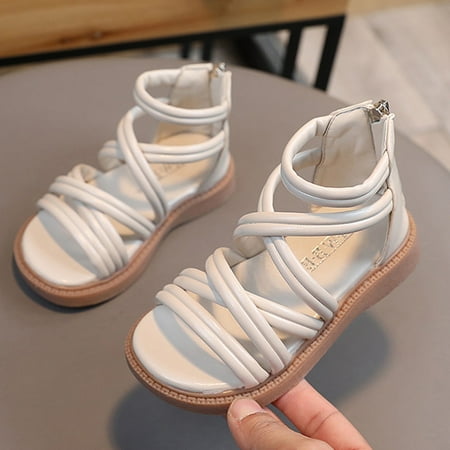 

Xijirk Girls Sandals Children Shoes High Top Flat Sandals Roman Fashion Outdoor Beach Princess Sandals Toddler Girl Sandals/Toddler Boy Sandals(Color:White Size:1)