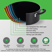 NutriChef Kitchenware 17 Piece Non-Stick Cookware Set, Non-Stick Pans and Pots with foldable Knob, Space Saving, Stackable, Nylon Tools Set, Induction Base, Black