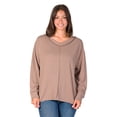 thumbnail image 4 of Women's 24Seven Comfort Apparel Relaxed Fit Ribbed V Neck Sweater Top Color: Black Size: SMALL, 4 of 8