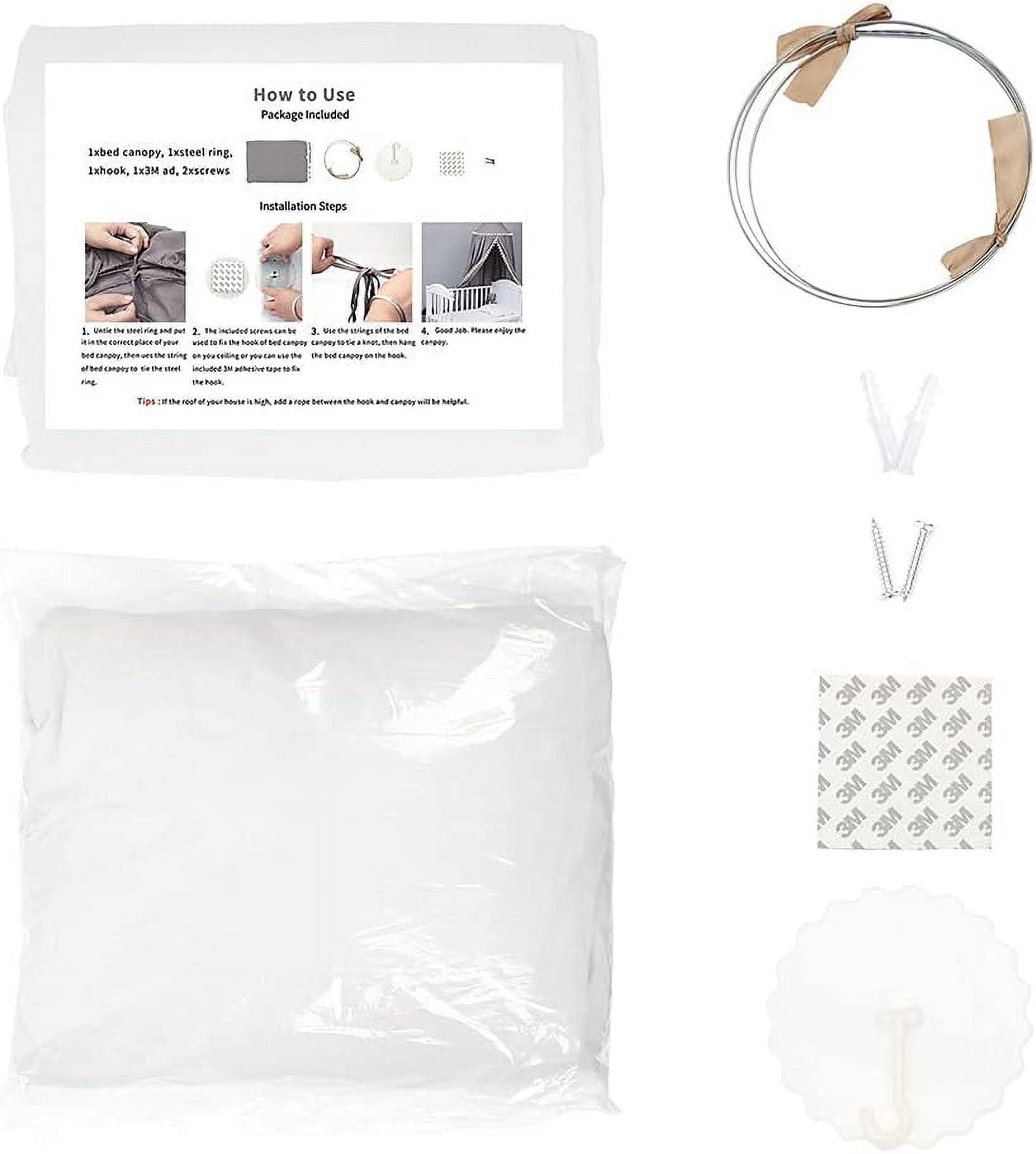 MAMERIA Kids Bed Canopy with Frills Cotton Hanging Tent Curtain Net for Reading Nook Hideaway Bedding Play Room Decor (White)