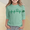 thumbnail image 2 of oqasdz Girls St. Patrick's Day Print Three Quarter Sleeve Graphic Tee Top for Kids Holiday Festive Party Comfortable Fit Versatile Casual Outdoor, 2 of 4