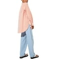 thumbnail image 4 of Gzhioc Ladies Temperament Long Sleeve Shirt, Summer Girls Solid Color/Plaid/Stripe Lapel Loose Blouse Single-breasted Tops, 4 of 5