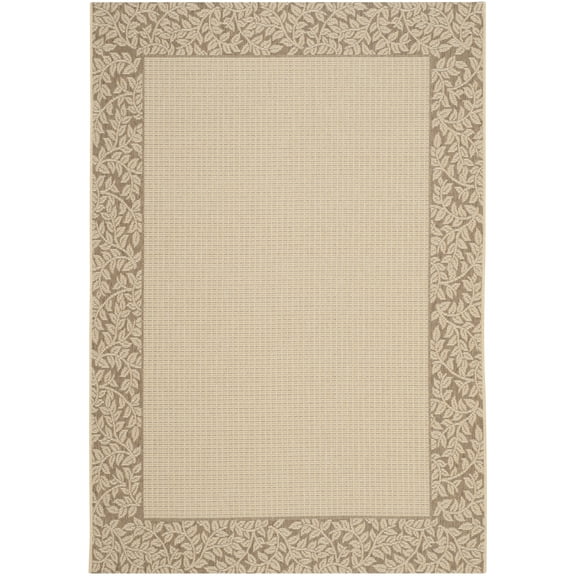 SAFAVIEH Courtyard Regent Oriental Indoor/Outdoor Area Rug, Natural/Brown, 5'3" x 7'7"