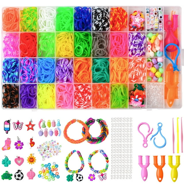 Educational 36-Grid Rubber Band Loom: DIY Rainbow Weaving Toy for Kids to Create Bracelets, Enhances Hand-Eye Coordination, Logical Thinking & Parent-Child Interaction, Safe 3C Certified for Ages 14