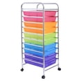 thumbnail image 3 of Costway Carro de cajones multiuso con 10 cajones de oficina Contenedor con ruedas con 10 estantes para baño Multicolor, 3 of 10