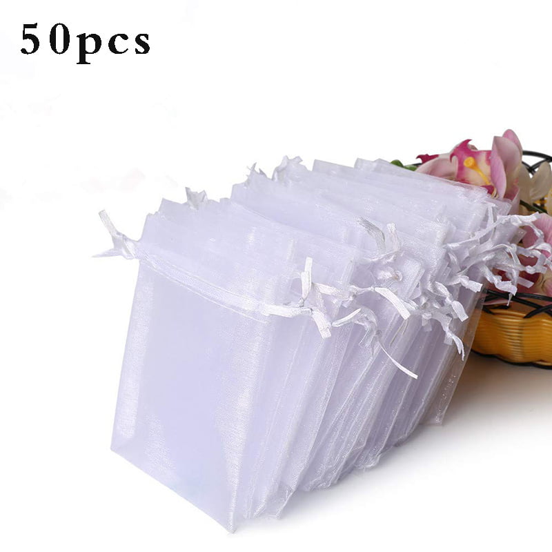 Small Heart Organza Gift Wedding Favour Bag Jewellery Pouch 10 Colours & 3 Sizes 