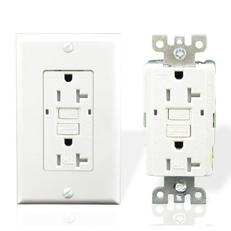 - Houseables GFCI Outlet Receptacle, 20 Amp, 1 Single, Tamper Resistant, Nylon Faceplate Wall Plate, 2 LED Power Indicators, 120/125V, UL2008, Ground Fault Circuit Interruptor, GFI, White, Duplex